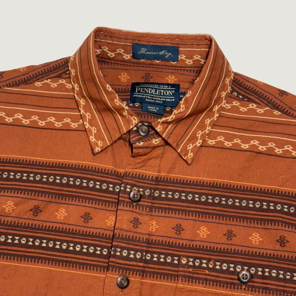 Pendleton Button Up Shirt Men M Rust Orange Southwestern Aztec Thomas Kay RA233